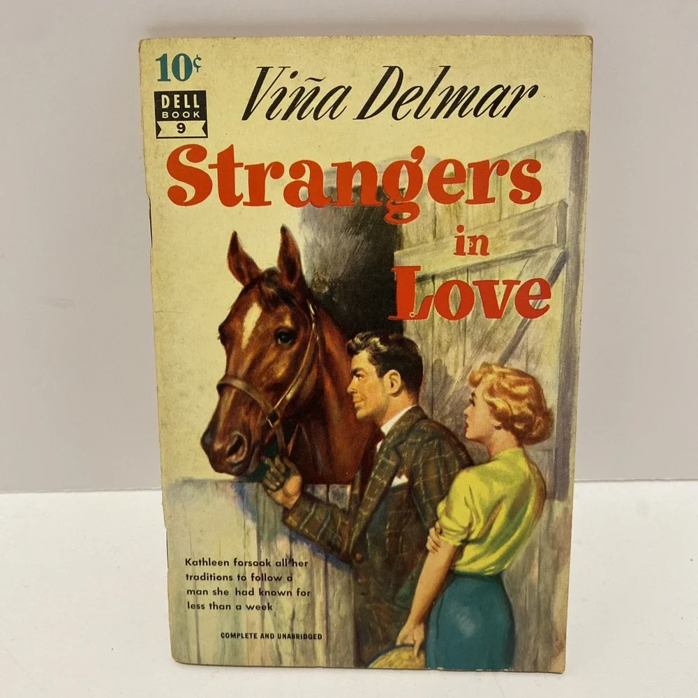 STRANGERS IN LOVE by Delmar, Dell Ten Cents #9 romance gga slim vintage pb